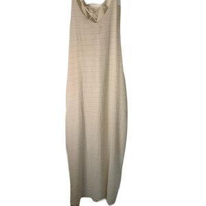 Anthropologie PILYQ Maxi Dress/Swim Cover,cream with silver/gold stripes, XS/S